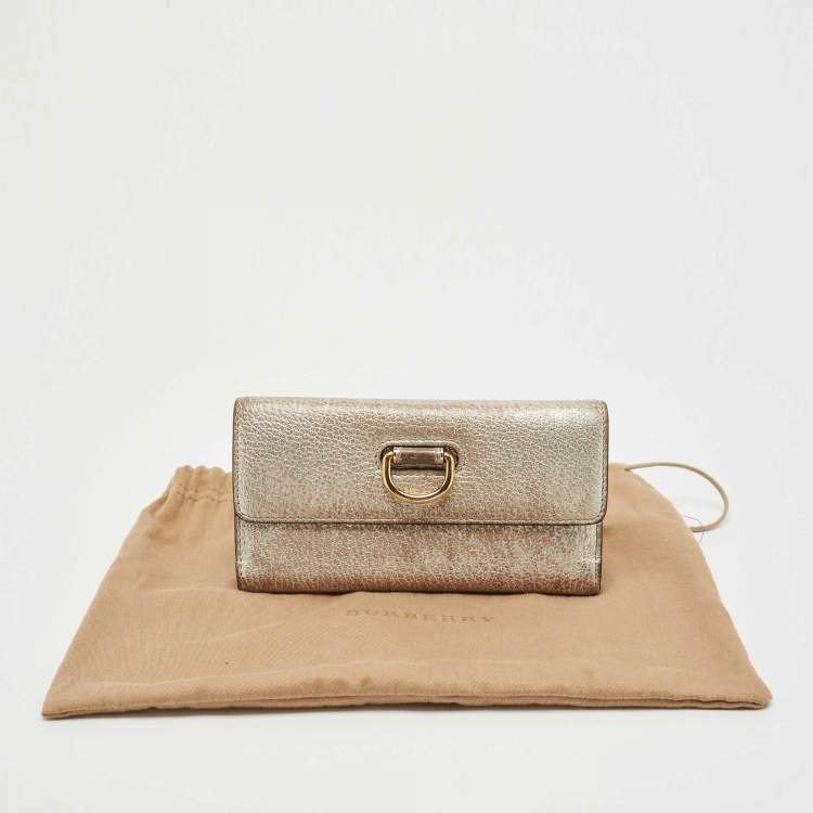 Pre Owned Burberry Silver Leather Continental Wallet