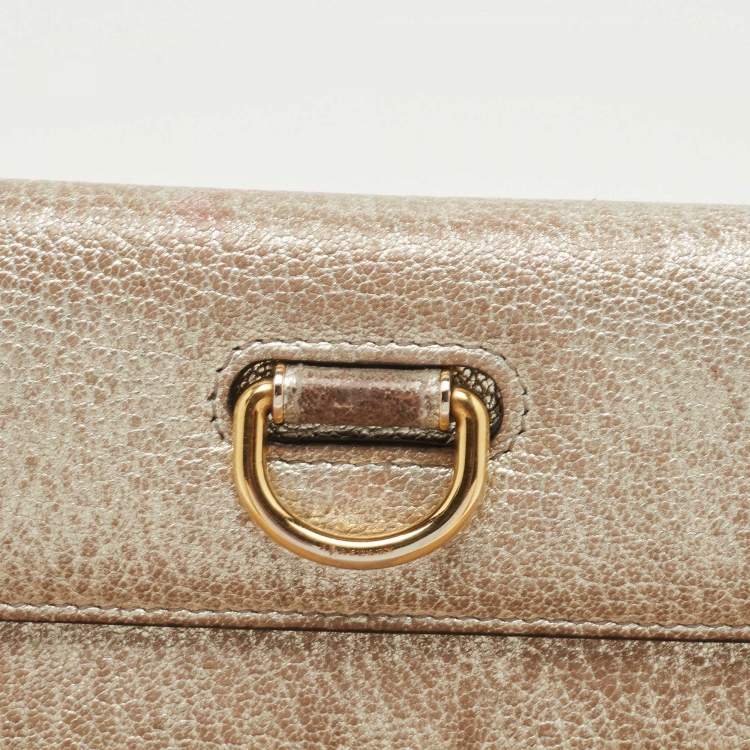 Pre Owned Burberry Silver Leather Continental Wallet