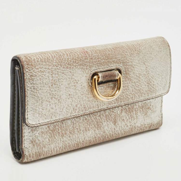 Pre Owned Burberry Silver Leather Continental Wallet
