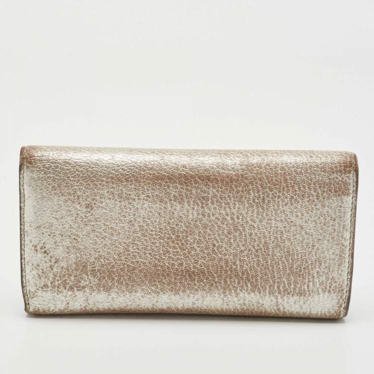 Pre Owned Burberry Silver Leather Continental Wallet