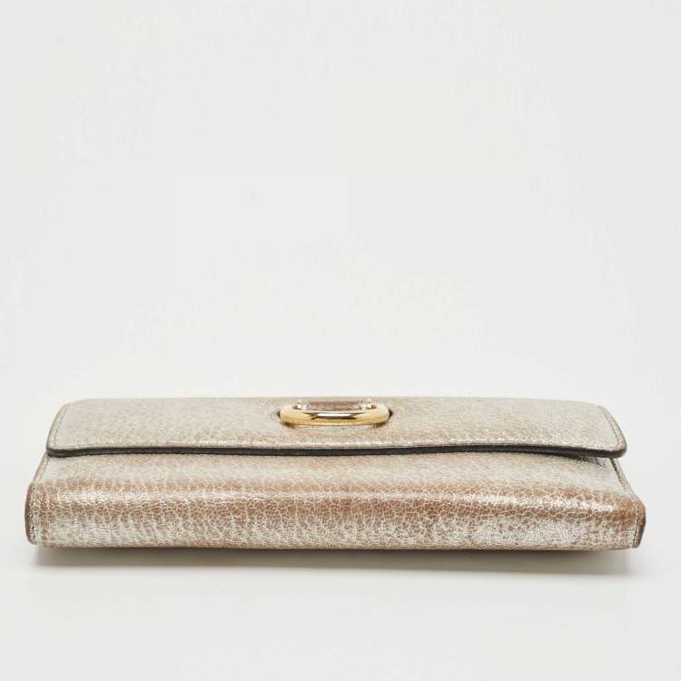 Pre Owned Burberry Silver Leather Continental Wallet