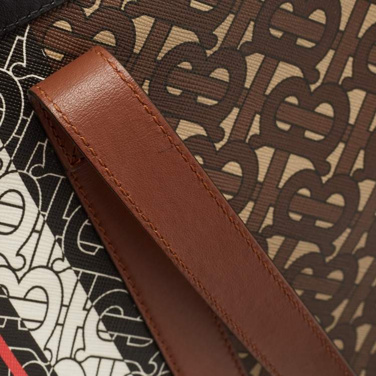 Pre Owned Burberry Black/Multicolor Monogram Stripe E-Canvas Portrait Tote
