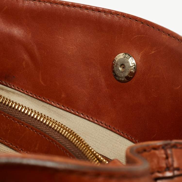 Pre Owned Burberry Brown Nova Check Fabric and Leather Tote