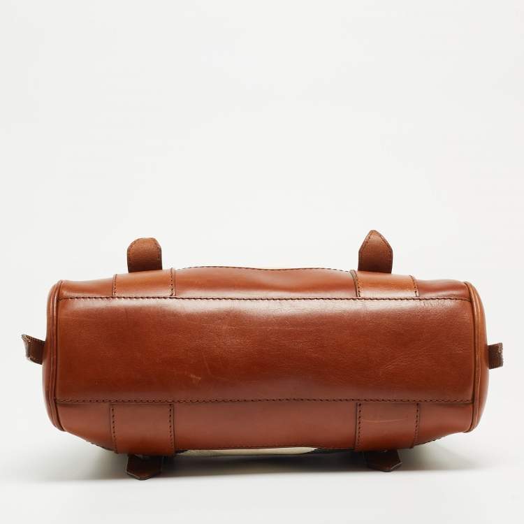 Pre Owned Burberry Brown Nova Check Fabric and Leather Tote