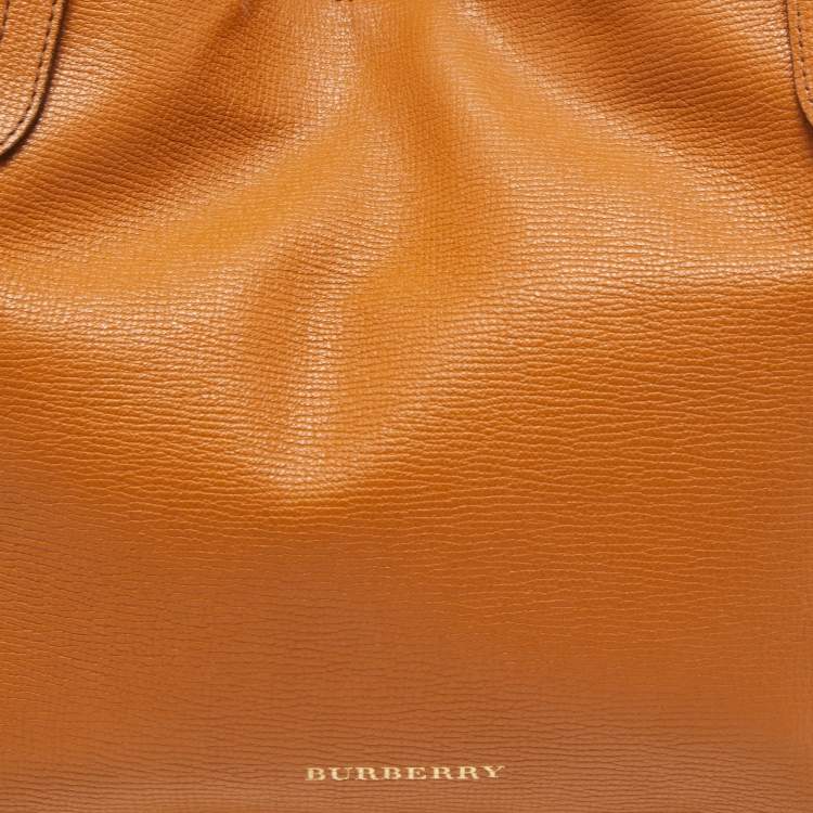 Pre Owned Burberry Tan/Beige House Check Fabric and Leather Small Canterbury Tote