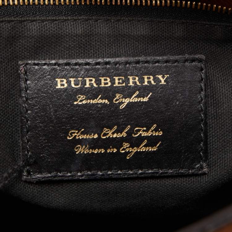 Pre Owned Burberry Tan/Beige House Check Fabric and Leather Small Canterbury Tote