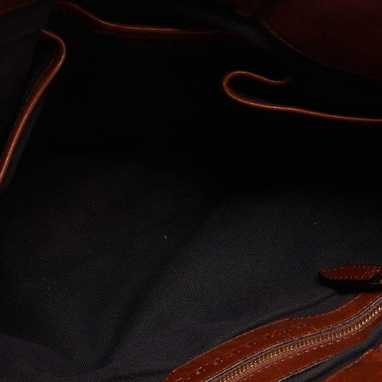 Pre Owned Burberry Brown House Check Canvas and Leather Bridle Whipstitch Tote