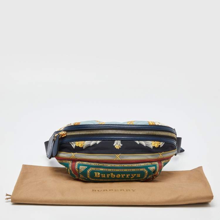 Pre Owned Burberry Multicolor Archive Scarf Print Nylon and Leather Bum Bag 