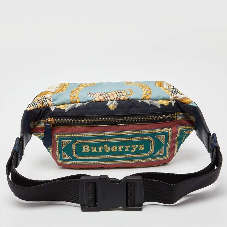 Pre Owned Burberry Multicolor Archive Scarf Print Nylon and Leather Bum Bag 