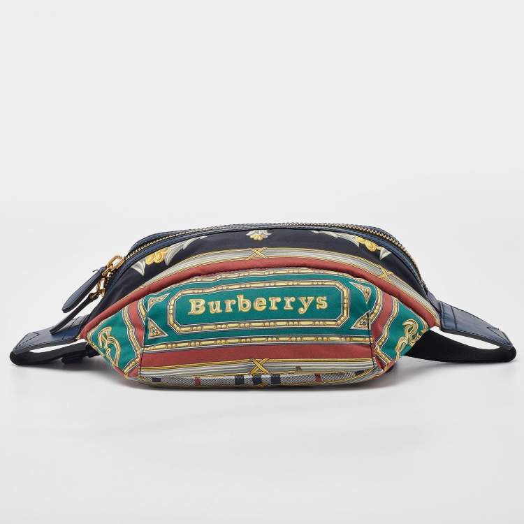 Pre Owned Burberry Multicolor Archive Scarf Print Nylon and Leather Bum Bag 