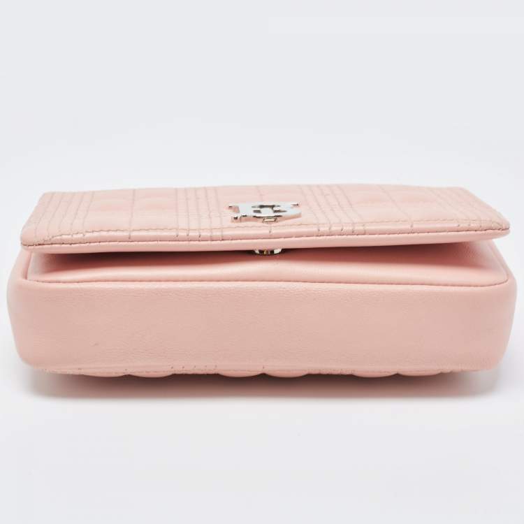 Pre Owned Burberry Pink Leather Mini Lola Chain Shoulder Bag