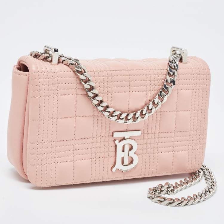 Pre Owned Burberry Pink Leather Mini Lola Chain Shoulder Bag