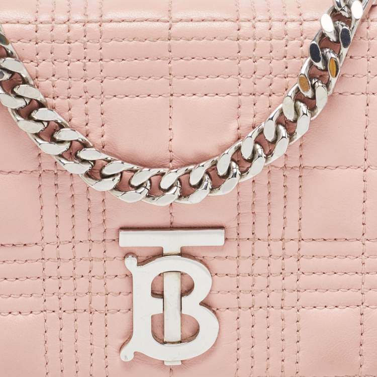 Pre Owned Burberry Pink Leather Mini Lola Chain Shoulder Bag