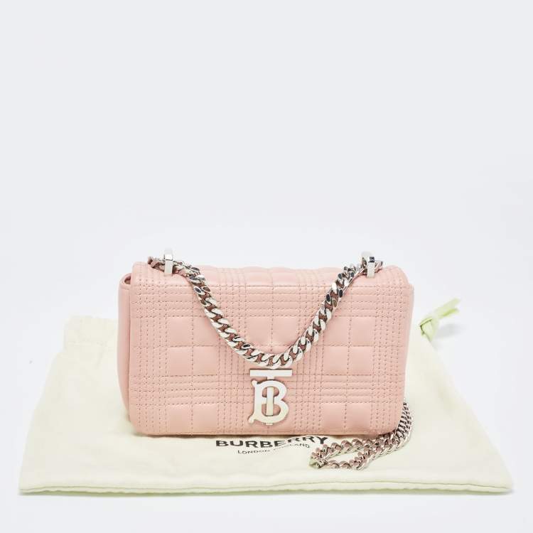 Pre Owned Burberry Pink Leather Mini Lola Chain Shoulder Bag