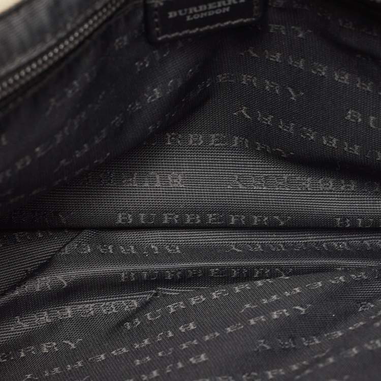 Pre Owned Burberry Black/Beige House Check PVC Flap Shoulder Bag