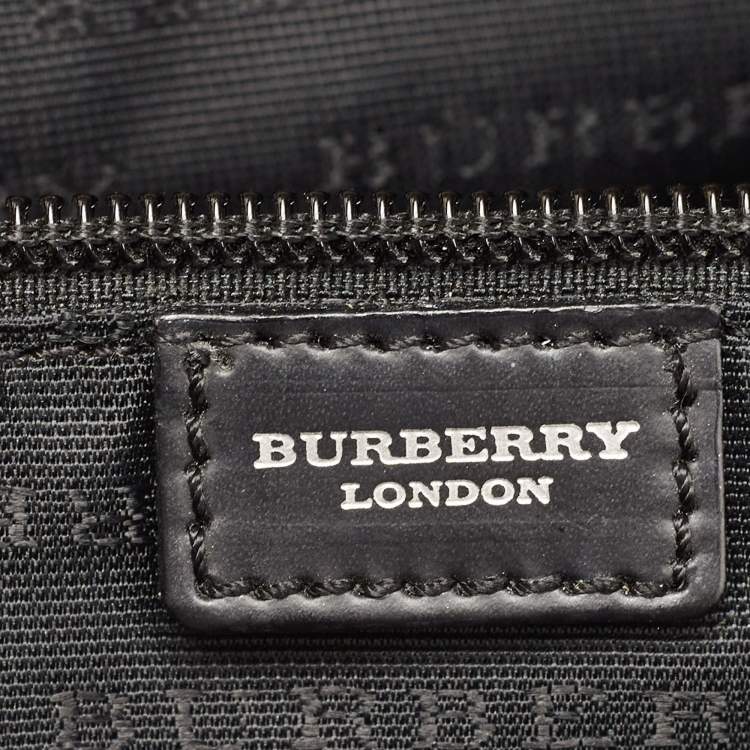Pre Owned Burberry Black/Beige House Check PVC Flap Shoulder Bag