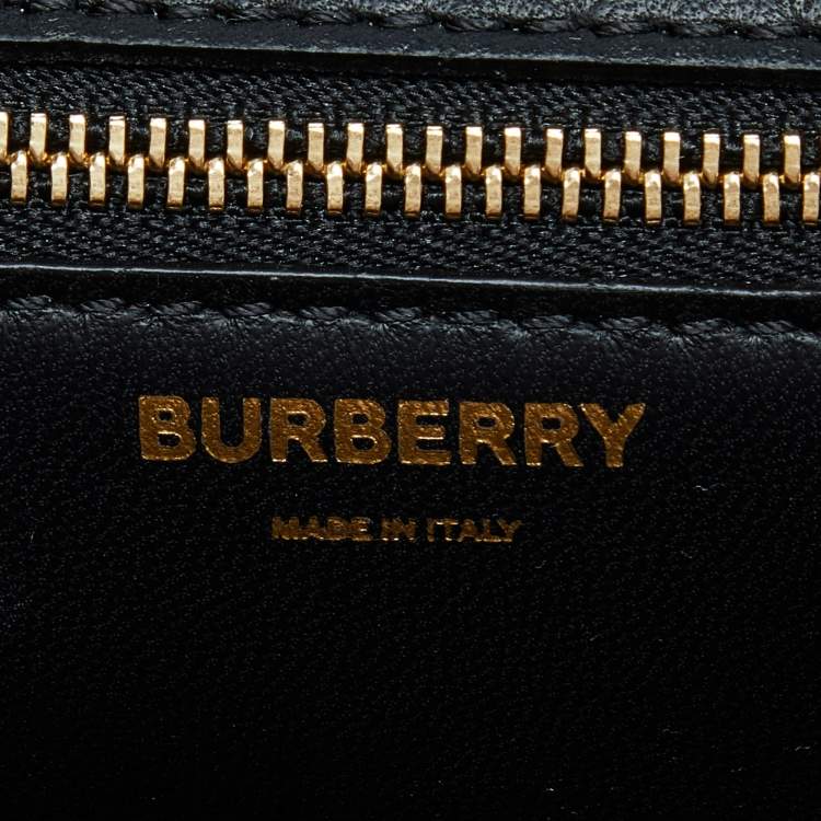 Pre Owned Burberry Black Leather Small TB Shoulder Bag