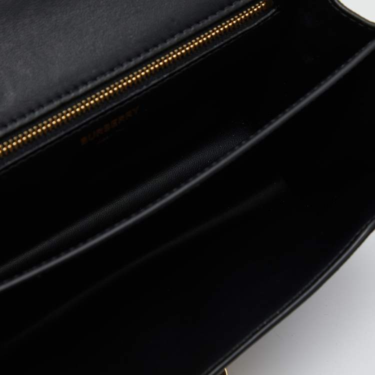 Pre Owned Burberry Black Leather Small TB Shoulder Bag