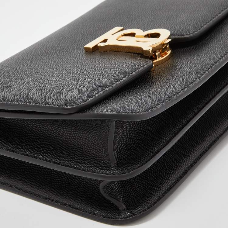 Pre Owned Burberry Black Leather Small TB Shoulder Bag