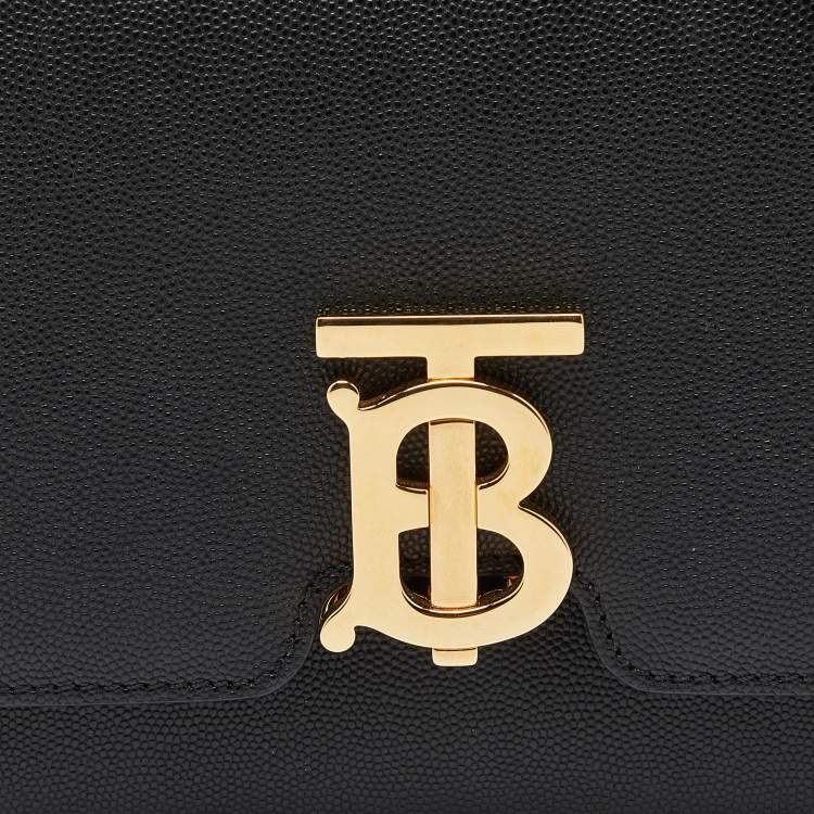 Pre Owned Burberry Black Leather Small TB Shoulder Bag