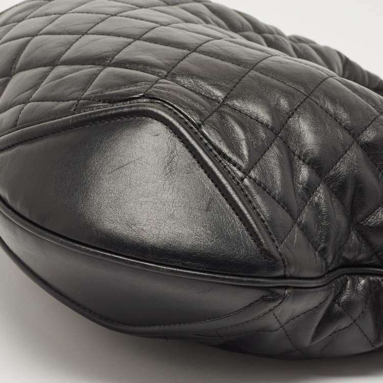 Pre Owned Burberry Black Quilted Leather Hoxton Hobo