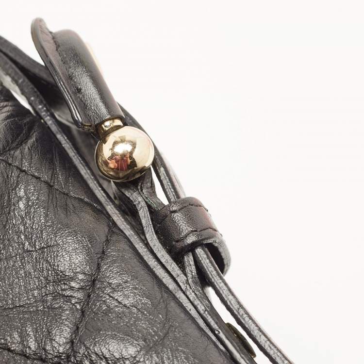 Pre Owned Burberry Black Quilted Leather Hoxton Hobo