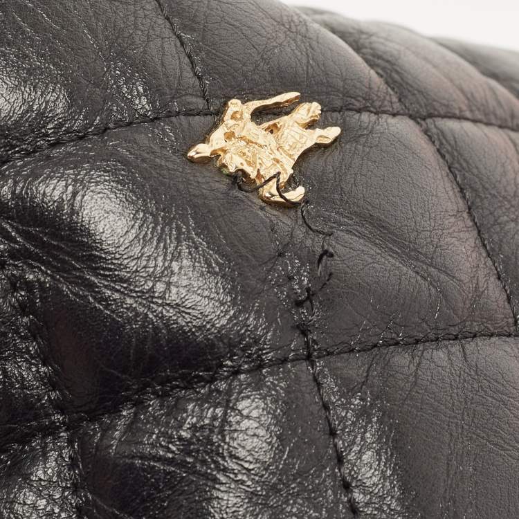 Pre Owned Burberry Black Quilted Leather Hoxton Hobo