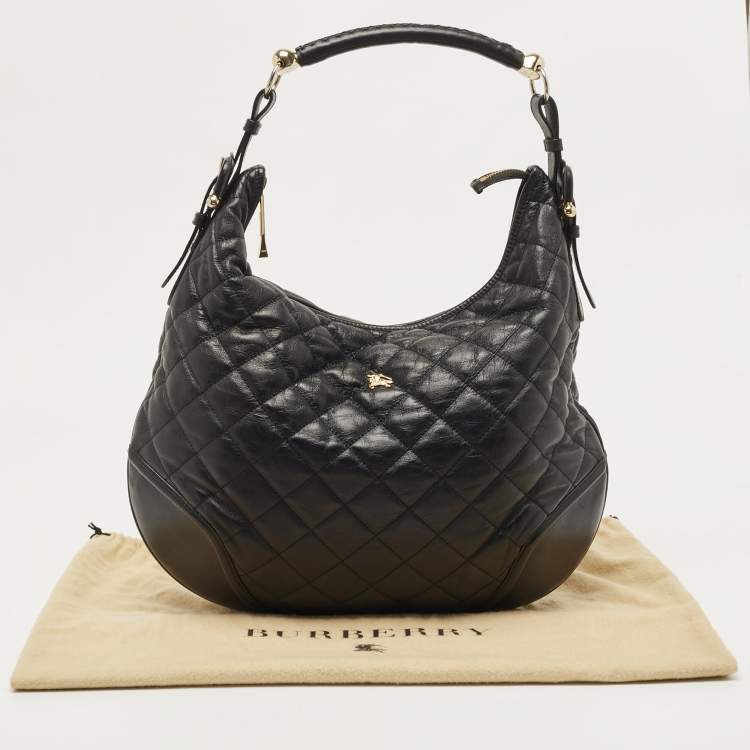 Pre Owned Burberry Black Quilted Leather Hoxton Hobo