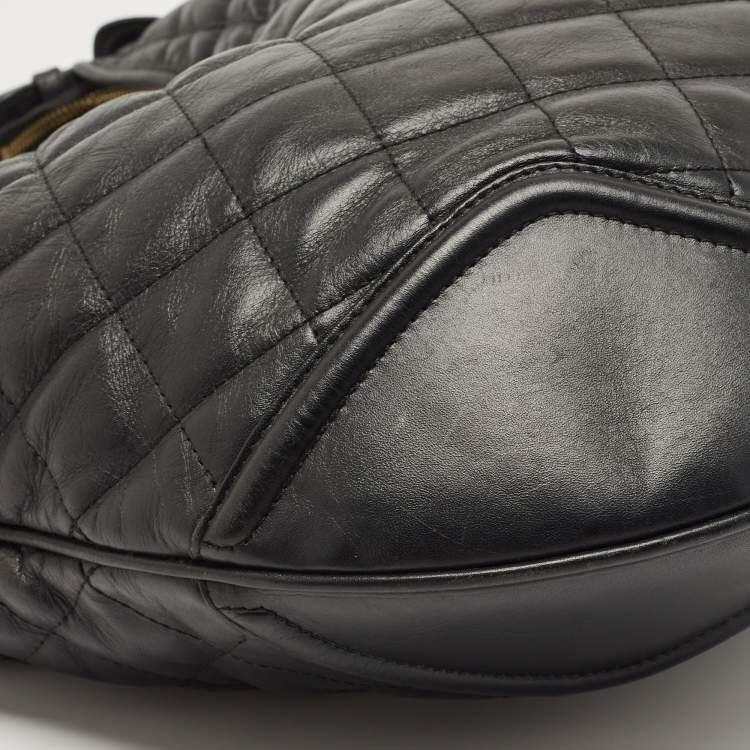 Pre Owned Burberry Black Quilted Leather Hoxton Hobo
