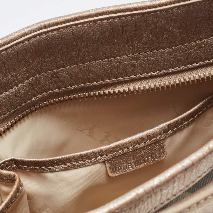 Pre Owned Burberry Metallic Nova Check PVC and Leather Hobo