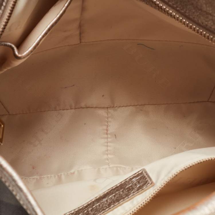 Pre Owned Burberry Metallic Nova Check PVC and Leather Hobo