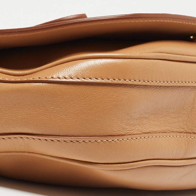 Pre Owned Burberry Beige Soft Leather Small Olympia Shoulder Bag