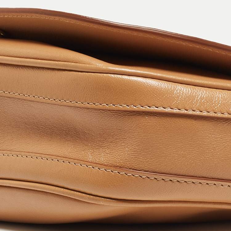 Pre Owned Burberry Beige Soft Leather Small Olympia Shoulder Bag