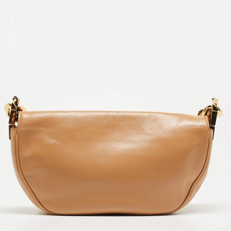 Pre Owned Burberry Beige Soft Leather Small Olympia Shoulder Bag