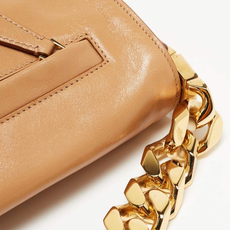Pre Owned Burberry Beige Soft Leather Small Olympia Shoulder Bag