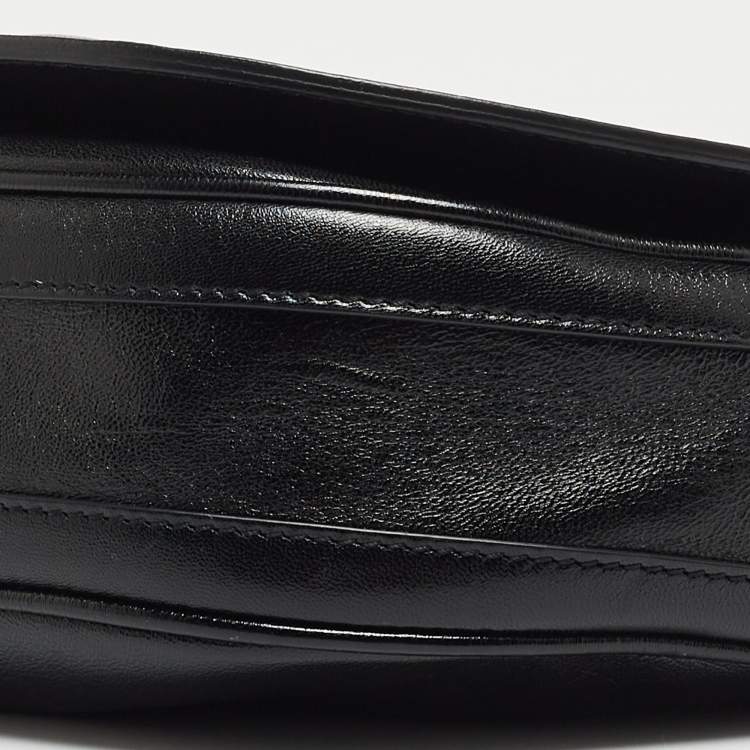 Pre Owned Burberry Black Soft Leather Small Olympia Shoulder Bag