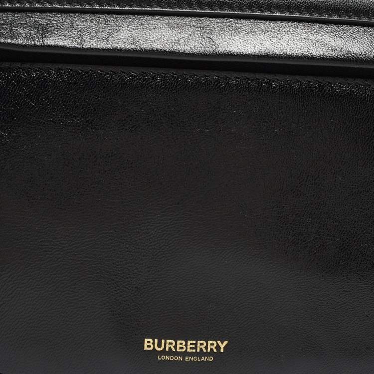 Pre Owned Burberry Black Soft Leather Small Olympia Shoulder Bag