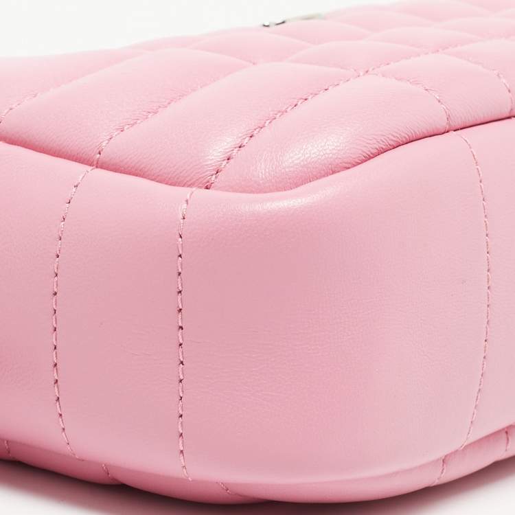 Pre Owned Burberry Pink Quilted Leather Mini Lola Camera Bag