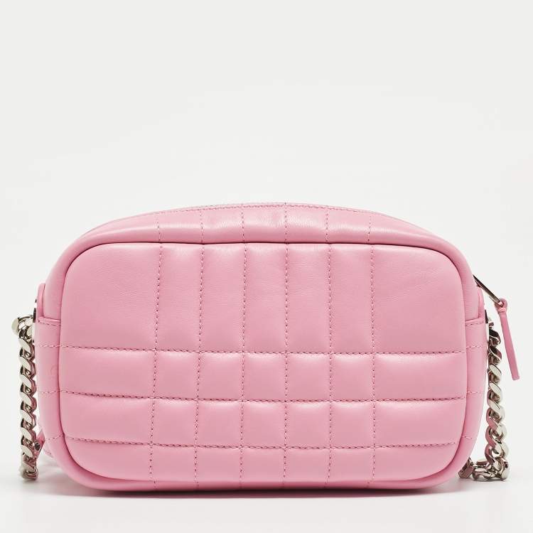 Pre Owned Burberry Pink Quilted Leather Mini Lola Camera Bag