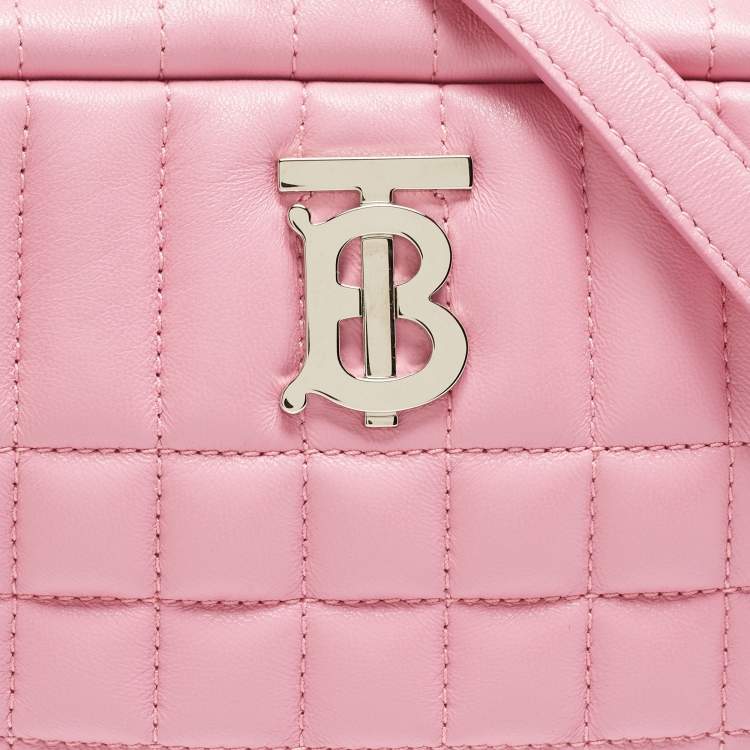 Pre Owned Burberry Pink Quilted Leather Mini Lola Camera Bag