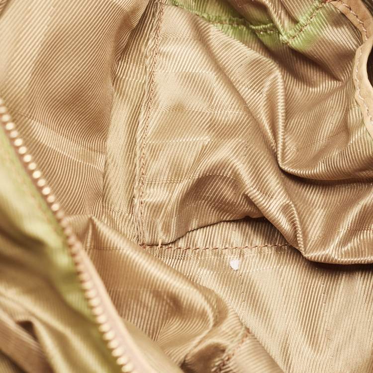 Pre Owned Burberry Beige House Check Fabric and Leather Shoulder Bag