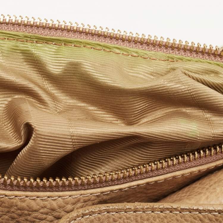 Pre Owned Burberry Beige House Check Fabric and Leather Shoulder Bag