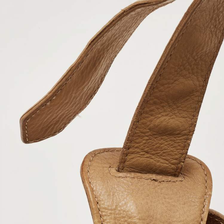 Pre Owned Burberry Beige House Check Fabric and Leather Shoulder Bag