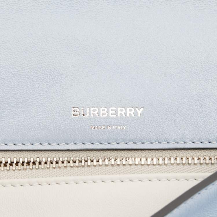 Pre Owned Burberry Light Blue Soft Leather Small Olympia Shoulder Bag