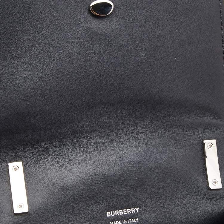 Pre Owned Burberry Black Monogram Embossed Leather Robin Crossbody Bag