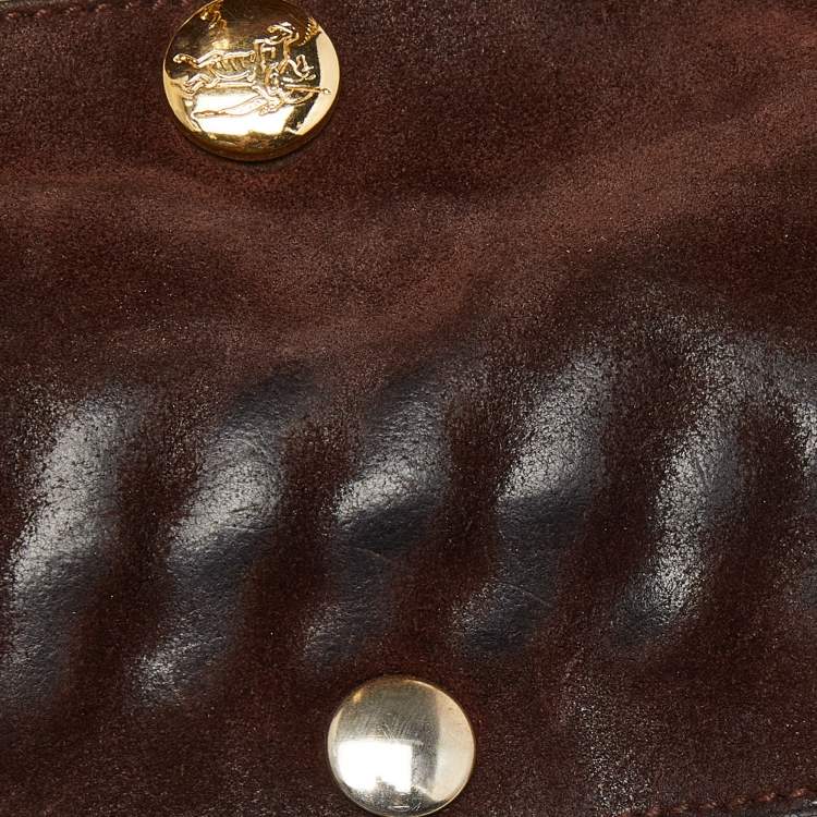 Pre Owned Burberry Brown Suede Chain Bucket Bag