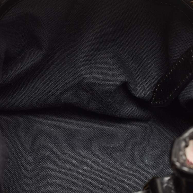 Pre Owned Burberry Black/Beige Leather and House Check Fabric Small Canterbury Tote