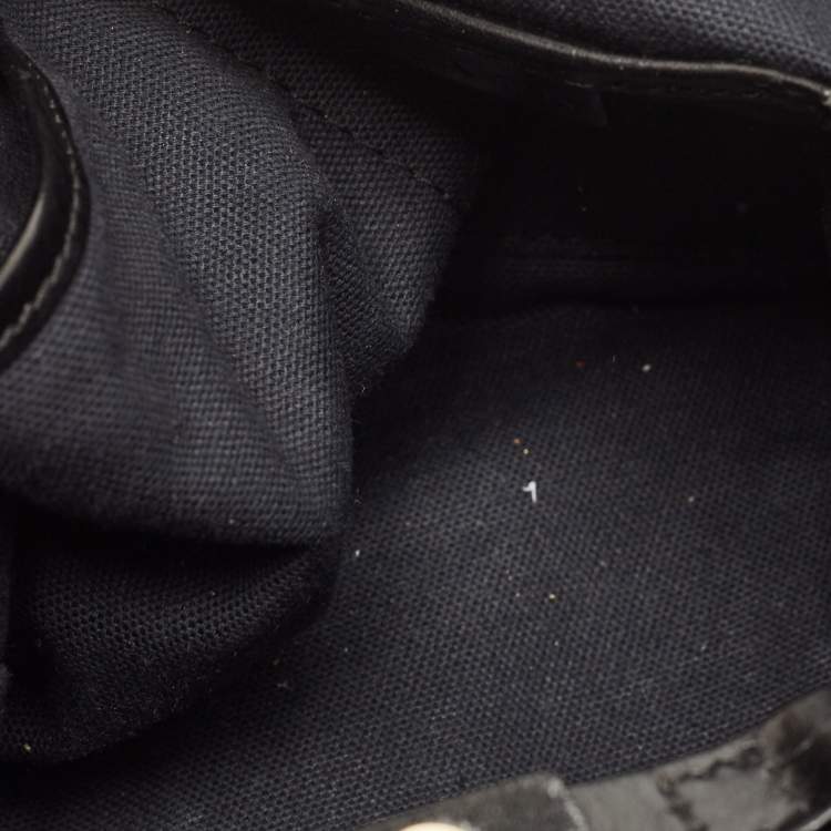 Pre Owned Burberry Black/Beige Leather and House Check Fabric Small Canterbury Tote