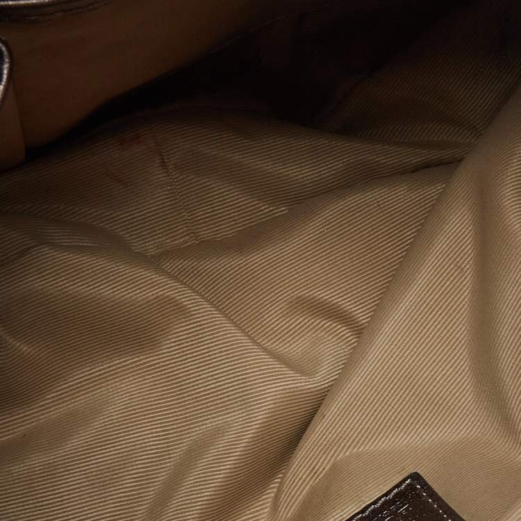 Pre Owned Burberry Metallic/Beige Novacheck PVC and Leather Small Brooklyn Hobo