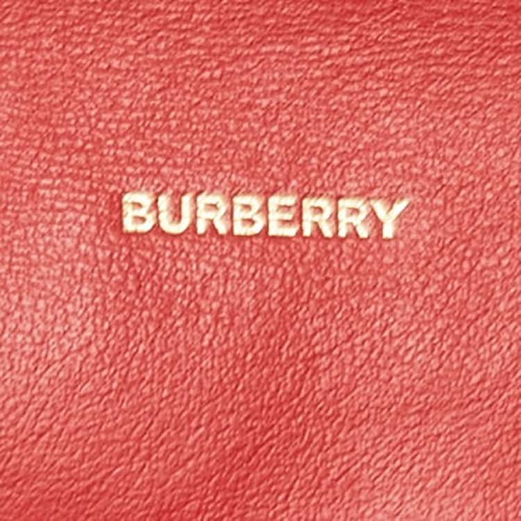 Pre Owned Burberry Red Leather TB Logo Continental Wallet